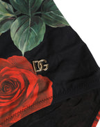 Black Rose Print One Piece Swimsuit Swimwear