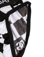 Black White Logo Checkered Midi Brief Underwear