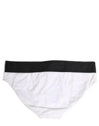 White Stretch Drawstring Swim Brief Swimwear