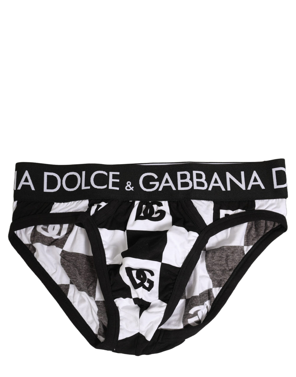 Black White Logo Checkered Midi Brief Underwear