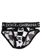 Black White Logo Checkered Midi Brief Underwear