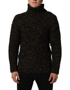 Brown Wool Knit Turtleneck Pullover Sweater