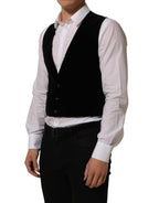 Black Wool Blend Waistcoat Formal Dress Vest