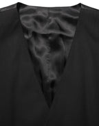 Black Wool Stretch Waistcoat Formal Vest
