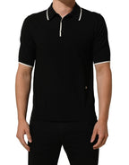 Black Cotton Collared Short Sleeves Men Polo T-shirt
