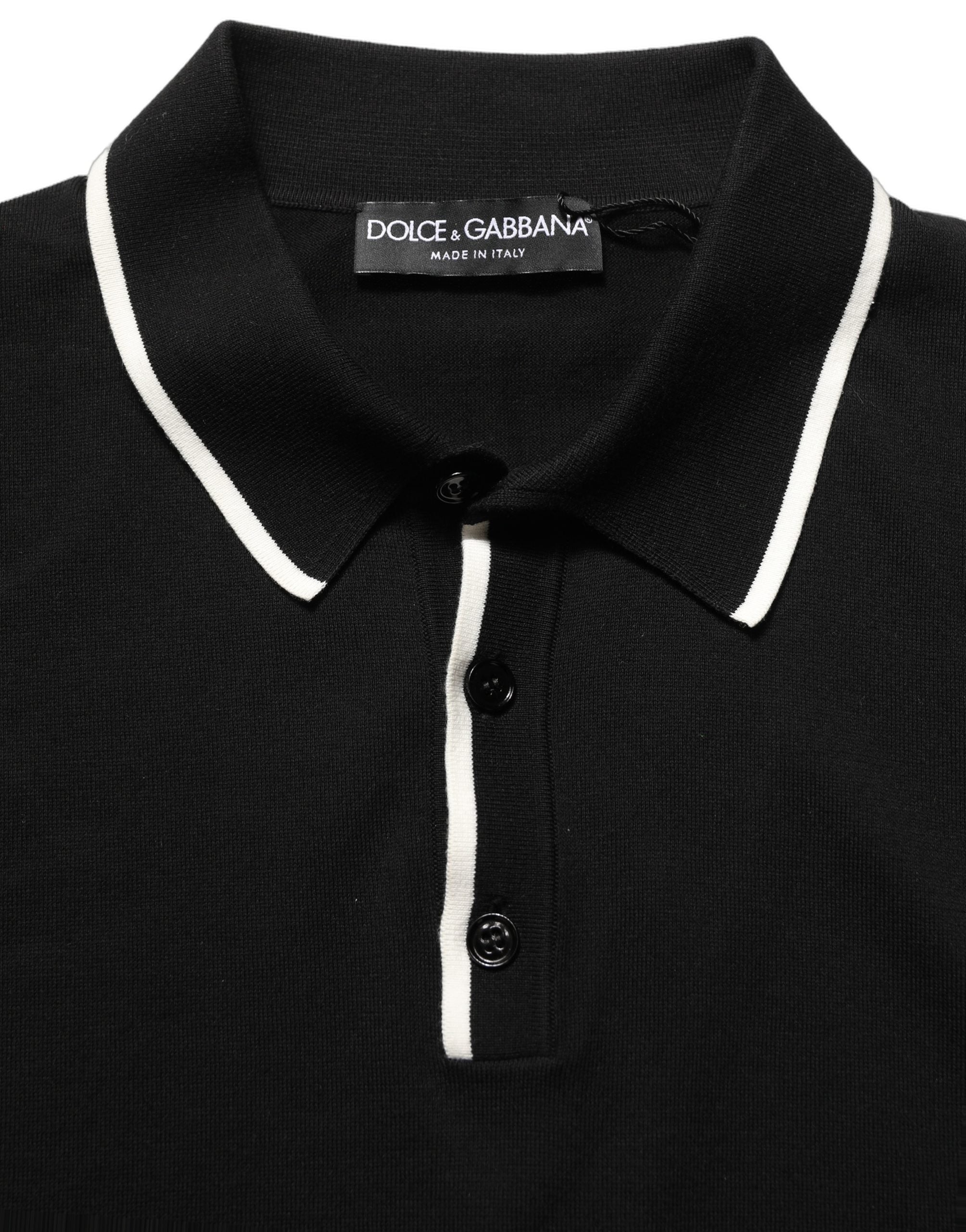 Black Cotton Collared Short Sleeves Men Polo T-shirt