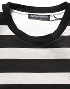 Black White Stripes Cotton Sleeveless T-shirt