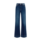 Blue Cotton Flared Jeans