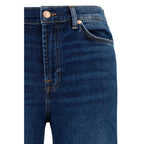 Blue Cotton Flared Jeans