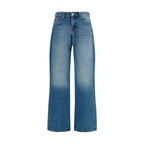 Blue Cotton Straight-Leg Jeans