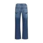 Blue Cotton Straight-Leg Jeans