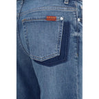 Blue Cotton Straight-Leg Jeans