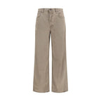 Brown Cotton Casual Pants