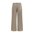 Brown Cotton Casual Pants