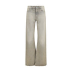 Gray Cotton Straight-Leg Jeans