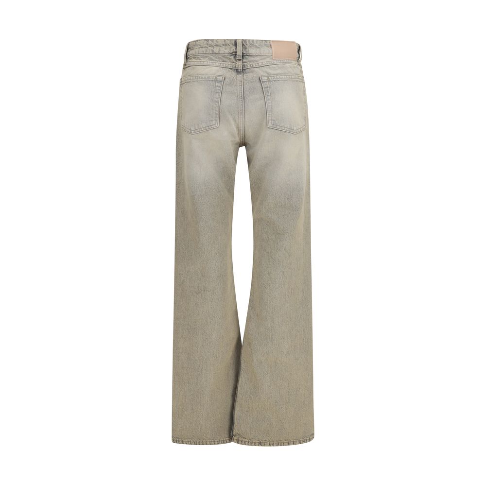 Gray Cotton Straight-Leg Jeans