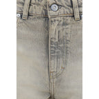 Gray Cotton Straight-Leg Jeans