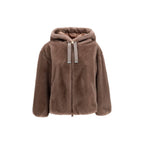 Brown Polyester Full-Length Jacket