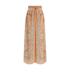 Multicolor Silk Casual Pants