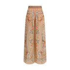 Multicolor Silk Casual Pants