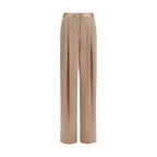 Beige Silk Casual Pants