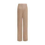 Beige Silk Casual Pants