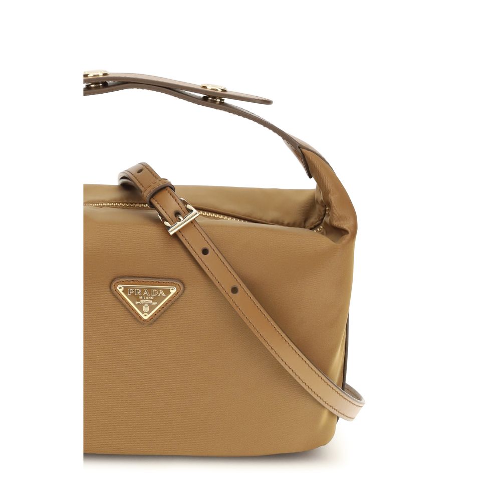 Beige Recycled Polyamide Shoulder Bag