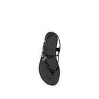 Black Calf Leather Bos Taurus Flat Sandals