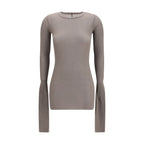 Gray Viscose Long Sleeve T-Shirt