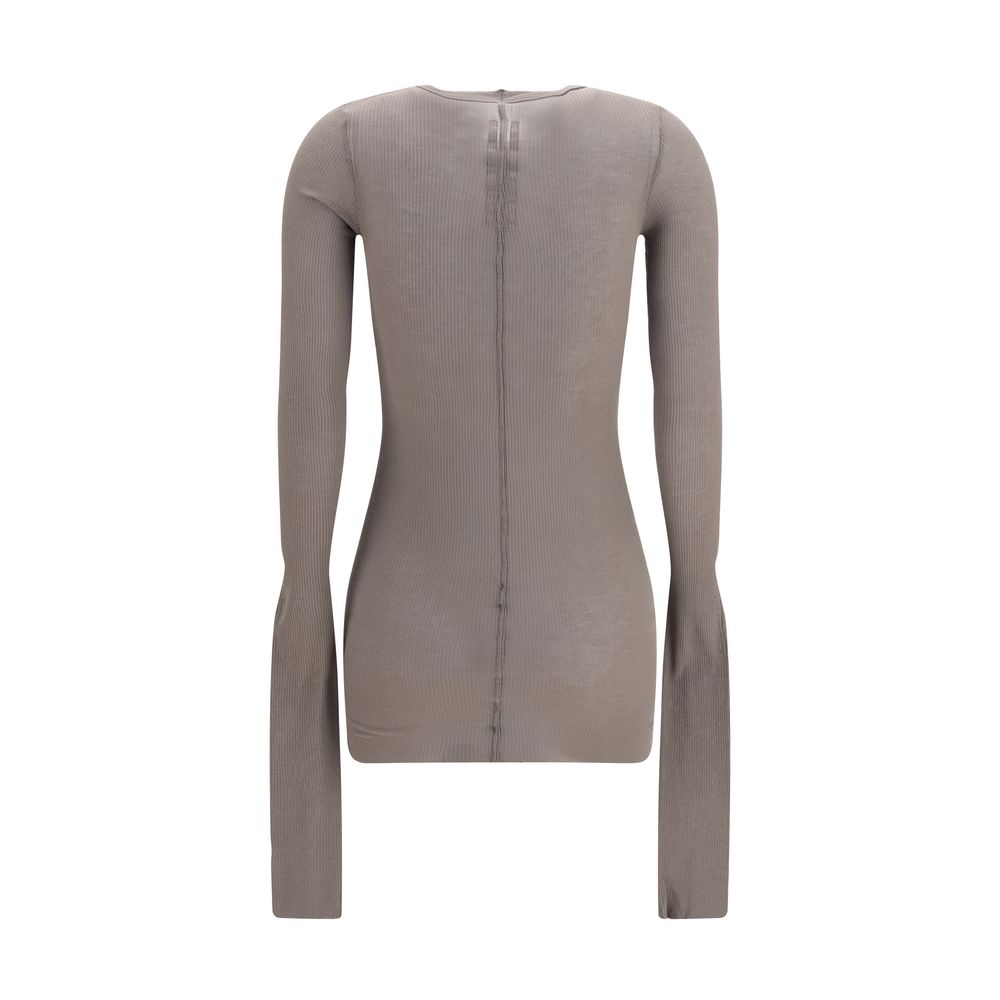Gray Viscose Long Sleeve T-Shirt