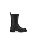 Black Calf Leather Bos Taurus Flat Boots