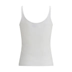 White Cotton Sleeveles T-Shirt