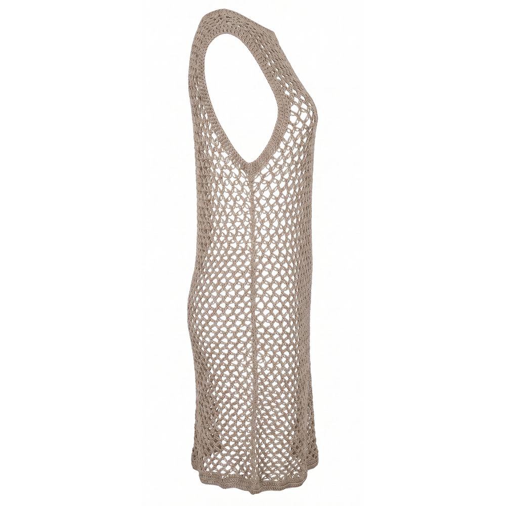 Beige Cotton Women Dress