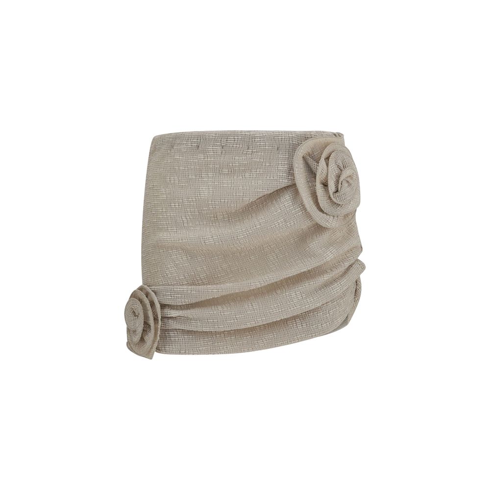 Beige Lycra Mini Skirt