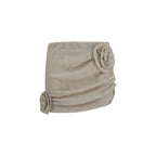 Beige Lycra Mini Skirt