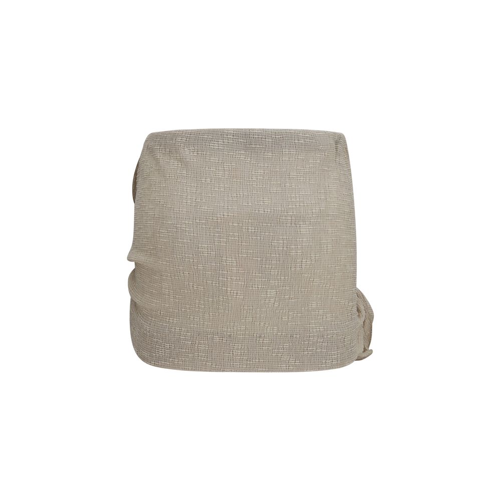 Beige Lycra Mini Skirt
