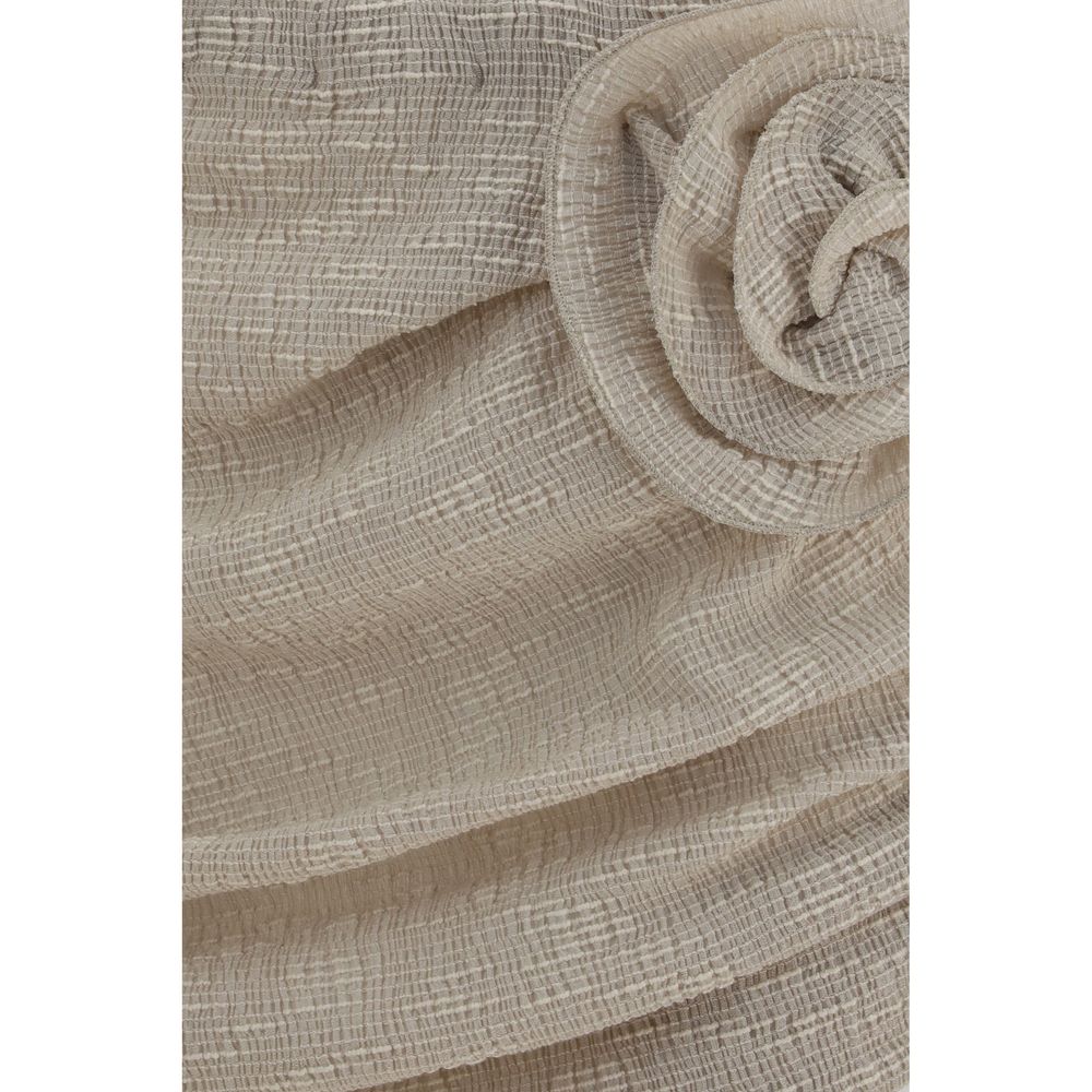 Beige Lycra Mini Skirt