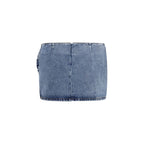 Blue Cotton Mini Skirt