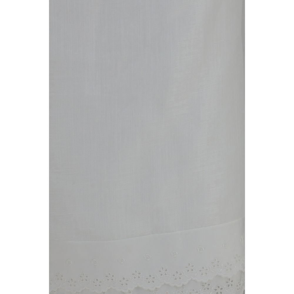 White Cotton Midi Skirt