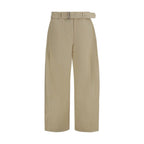 Beige Cotton Casual Pants