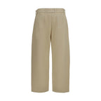 Beige Cotton Casual Pants