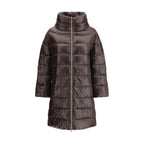 Brown Polyester Full-Length Jacket
