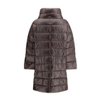 Brown Polyester Full-Length Jacket