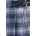 Blue Polyester Mini Skirt