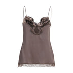 Brown Silk Sleeveles T-Shirt