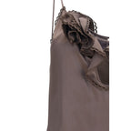 Brown Silk Sleeveles T-Shirt