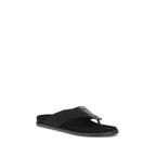 Black Polyester Flip-Flop Sandals