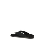 Black Polyester Flip-Flop Sandals
