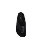 Black Polyester Flip-Flop Sandals