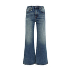 Blue Cotton Flared Jeans